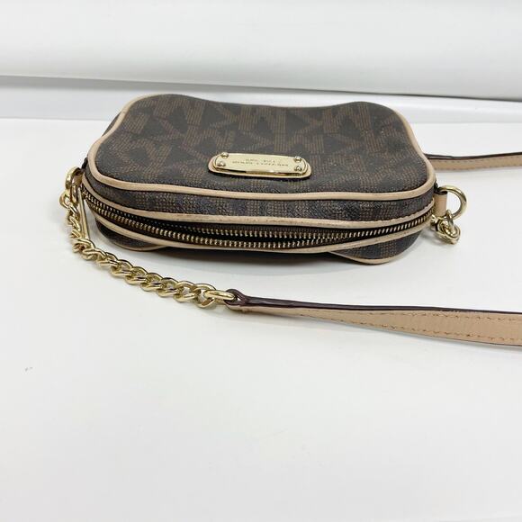 Michael Kors Women's Monogram Logo Crossbody Bag Brown Small - Picture 6 of 9